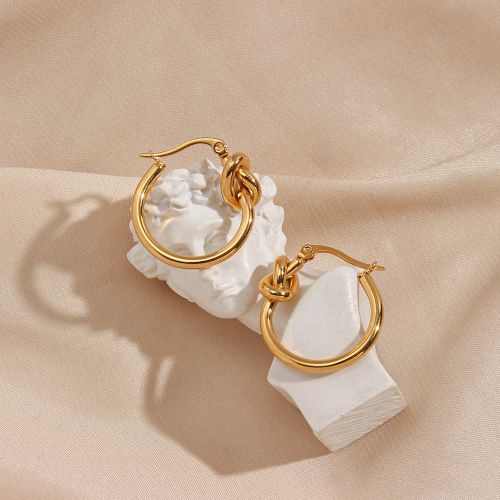 Kailey Gold Knot Earrings, Simple Dainty Hoops | F497